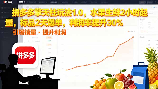 拼多多 擎天柱玩法1.0,水果生鲜2小时起量,标品2天爆单,利润率提升30%-资源社·项目库