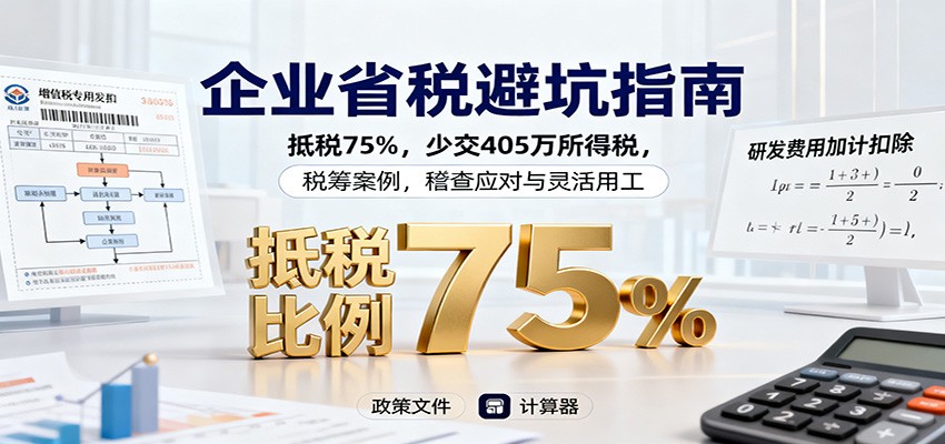 企业省税避坑指南：抵税75%，少交405万所得税，税筹案例，稽查应对与灵活用工-资源社·项目库