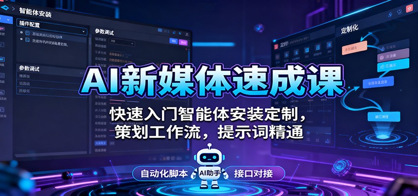 AI新媒体速成课:快速入门智能体安装定制,策划工作流,提示词精通-资源社·项目库