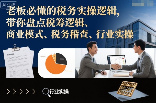 老板必懂的税务实操逻辑,带你盘点税筹逻辑、商业模式、税务稽查、行业实操-资源社·项目库