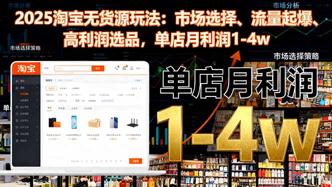 2025淘宝无货源玩法:市场选择、流量起爆、高利润选品,单店月利润1-4w-资源社·项目库