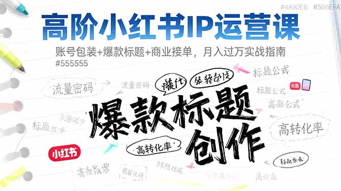 高阶小红书IP运营课：账号包装+爆款标题+商业接单，月入过万实战指南-资源社·项目库