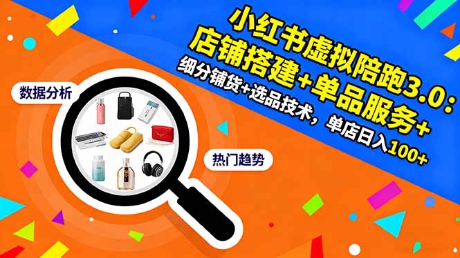 小红书虚拟陪跑3.0:店铺搭建+单品服务+细分铺货+选品技术,单店日入100+-资源社·项目库