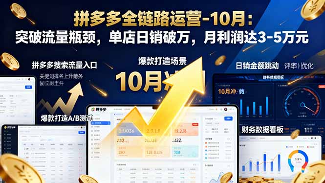 拼多多全链路运营-10月：突破流量瓶颈，单店日销破万，月利润达3-5万元-资源社·项目库