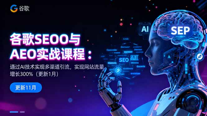 谷歌SEO与AEO实战课程：通过AI技术实现多渠道引流，实现网站流量增长300%-资源社·项目库