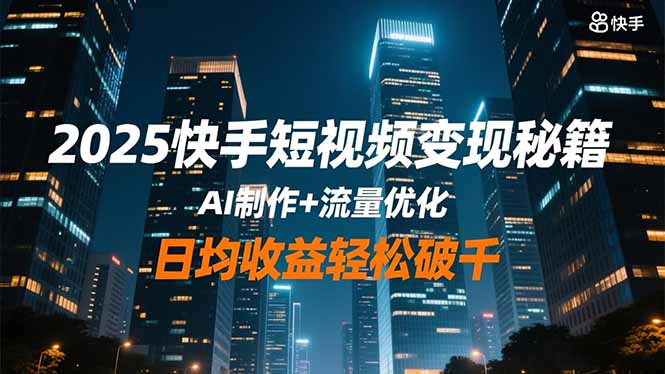 2025快手短视频变现秘籍，AI制作+流量优化，日均收益轻松破千-资源社·项目库