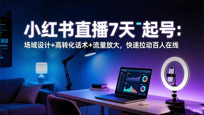 小红书直播7天起号：场域设计+高转化话术+流量放大，快速拉动百人在线-资源社·项目库