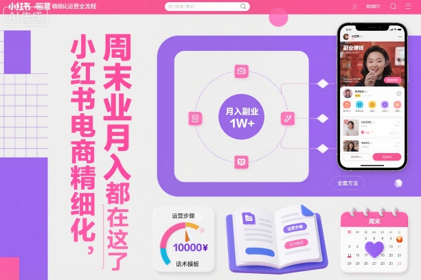 小红书电商精细化运营全流程，周末副业月入1W+，全套方法都在这了-资源社·项目库