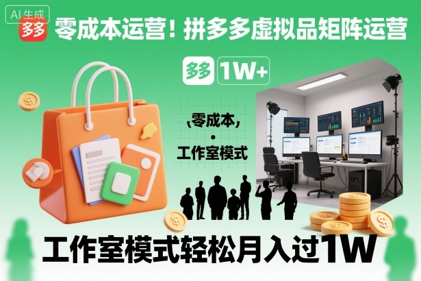 零成本运营！拼多多虚拟品矩阵运营，工作室模式轻松月入过1W-资源社·项目库